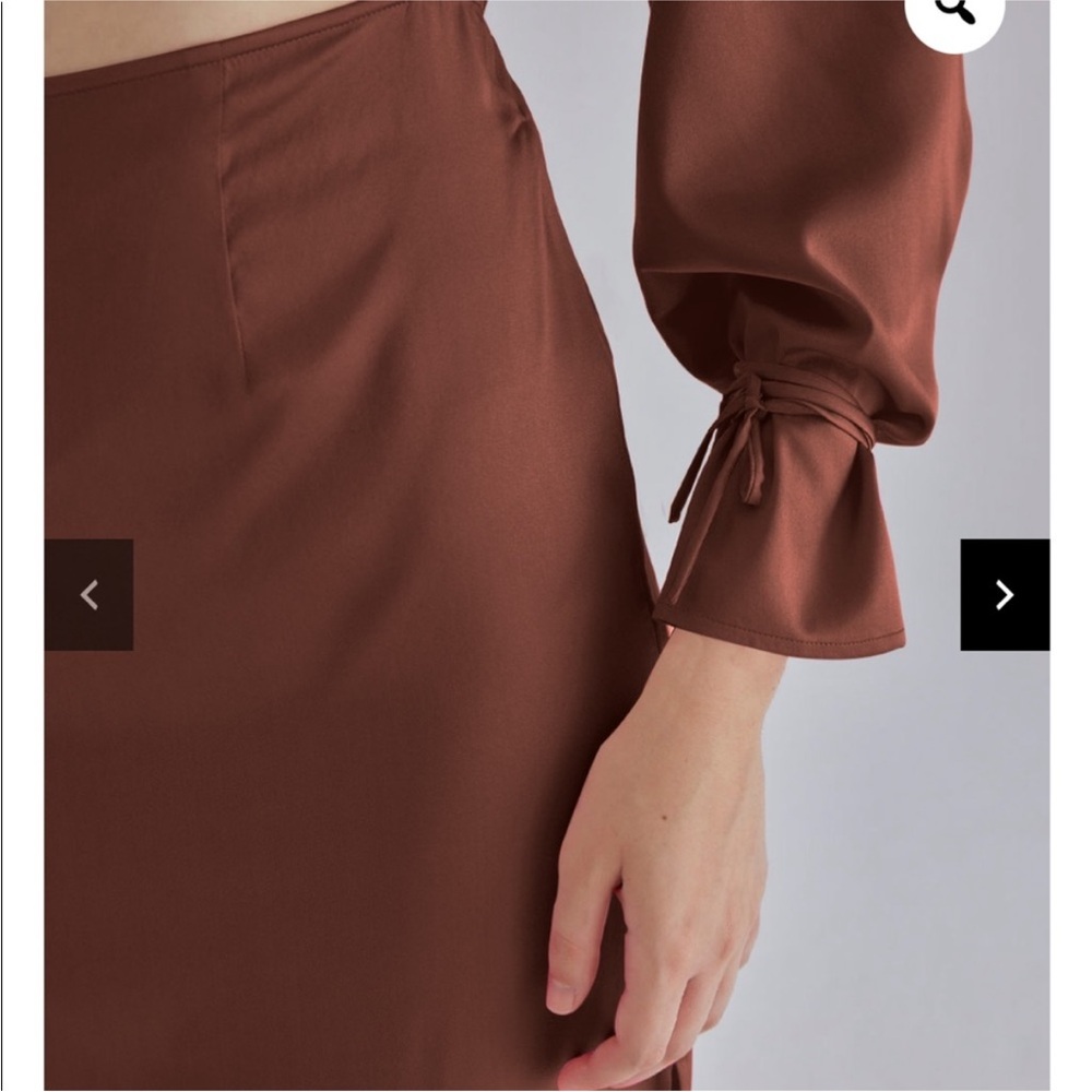 Silk Maison Nwt Pink Palace One Shoulder Dress In Brown — image 6 of 8